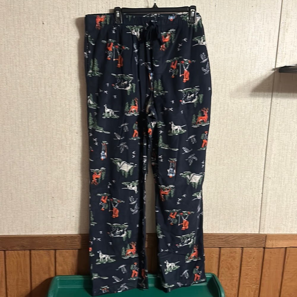 SONOMA MEN’S FLEECE PAJAMA BOTTOM: NAVY/HIKERS: NWT: SZ XL
